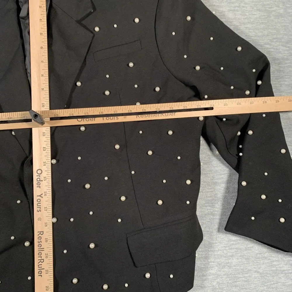 ORTTU Blazer Mens One Size Black Pearl Studded‎ Embellished Single Button Beaded